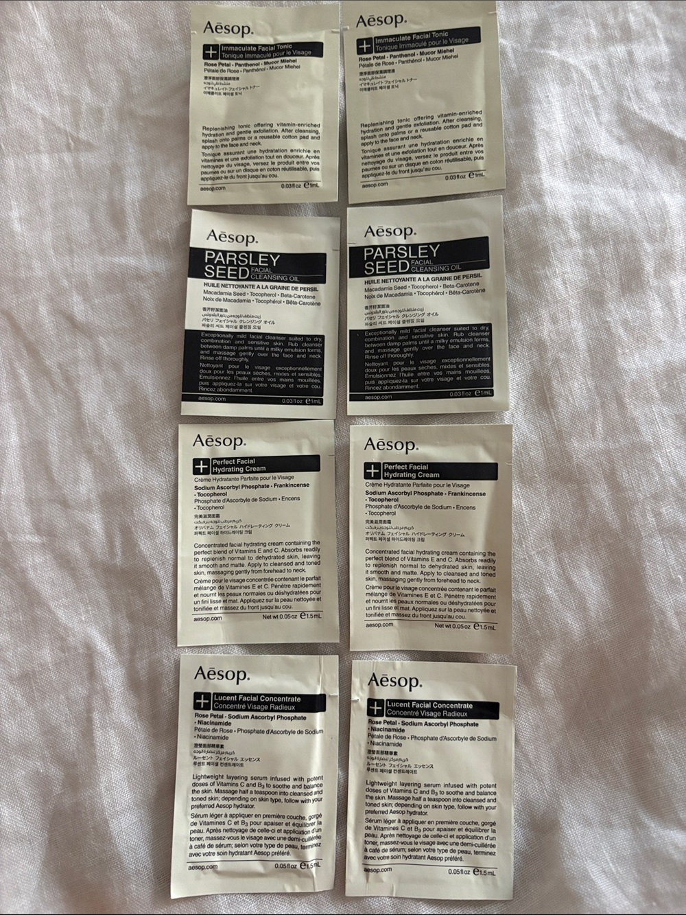 AESOP 8 new sample packets